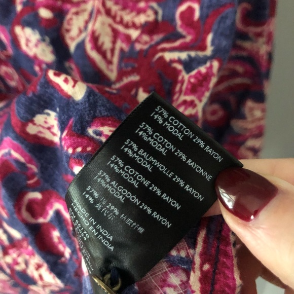 Pilcro Anthropologie Lucille Floral Button Front Tie Peasant Blouse XS N… - Picture 7 of 12